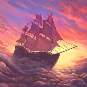 Preview wallpaper ship, sail, clouds, art