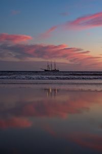 Preview wallpaper ship, sail, horizon, sunset