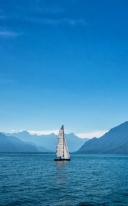 Preview wallpaper ship, sailboat, mountains, sea