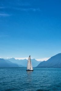 Preview wallpaper ship, sailboat, mountains, sea