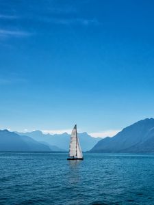 Preview wallpaper ship, sailboat, mountains, sea