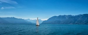 Preview wallpaper ship, sailboat, mountains, sea