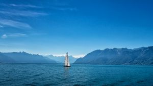 Preview wallpaper ship, sailboat, mountains, sea