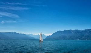 Preview wallpaper ship, sailboat, mountains, sea