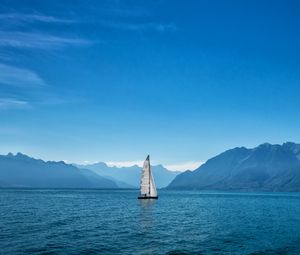 Preview wallpaper ship, sailboat, mountains, sea