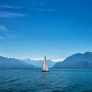 Preview wallpaper ship, sailboat, mountains, sea