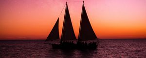 Preview wallpaper ship, sailboat, sea, dusk, dark