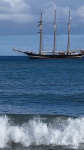 Preview wallpaper ship, sailboat, sea, waves, ocean