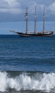 Preview wallpaper ship, sailboat, sea, waves, ocean