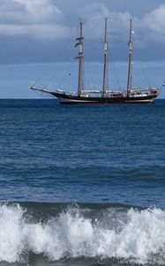 Preview wallpaper ship, sailboat, sea, waves, ocean