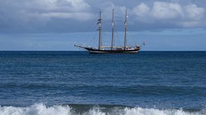 Preview wallpaper ship, sailboat, sea, waves, ocean