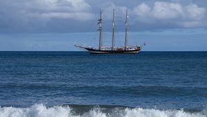 Preview wallpaper ship, sailboat, sea, waves, ocean