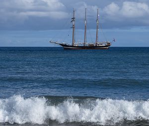 Preview wallpaper ship, sailboat, sea, waves, ocean