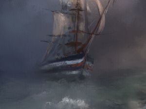 Preview wallpaper ship, sails, art, sea