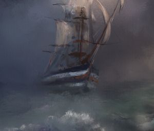 Preview wallpaper ship, sails, art, sea