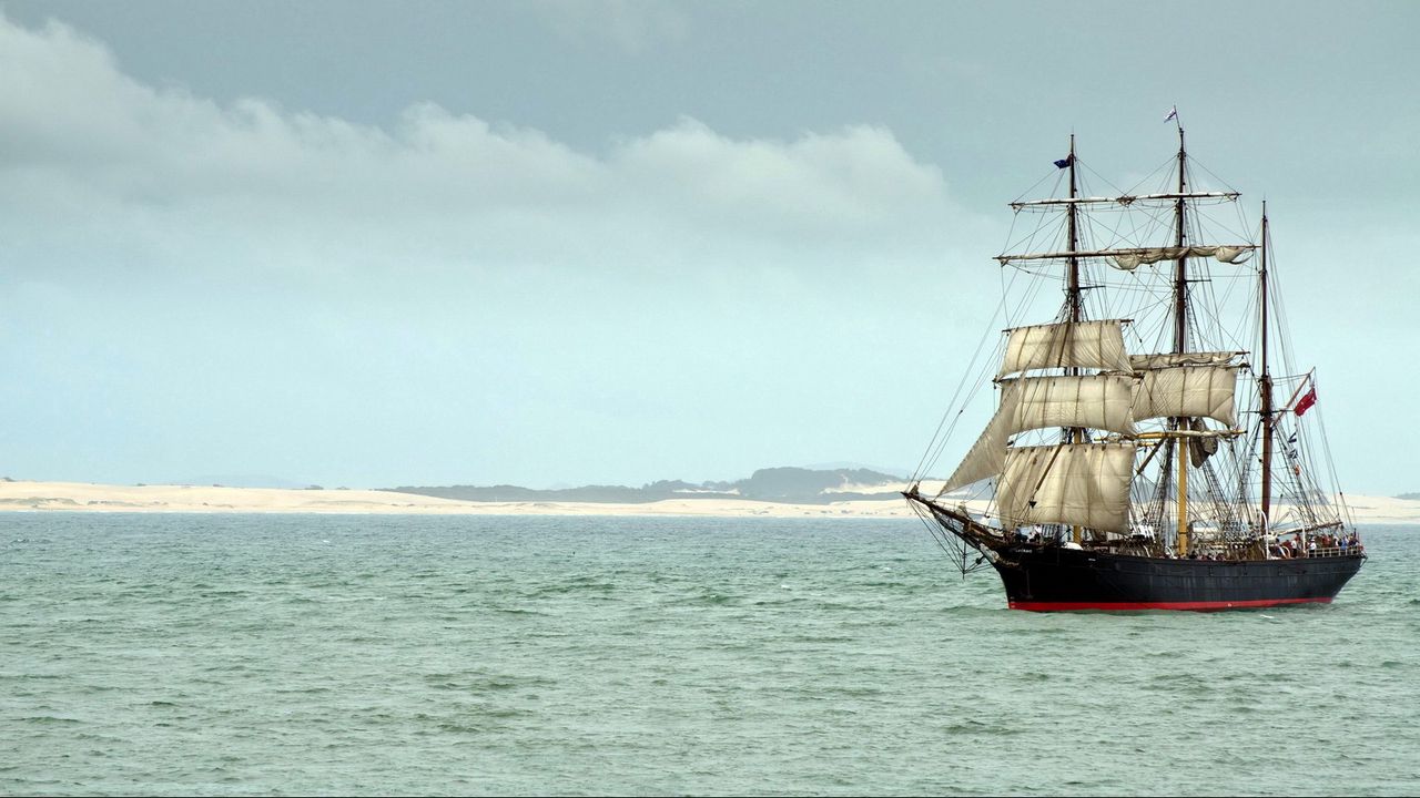 Wallpaper ship, sails, sea, landscape
