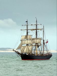 Preview wallpaper ship, sails, sea, landscape