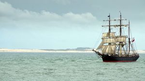 Preview wallpaper ship, sails, sea, landscape