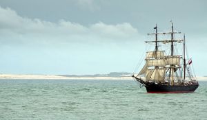 Preview wallpaper ship, sails, sea, landscape