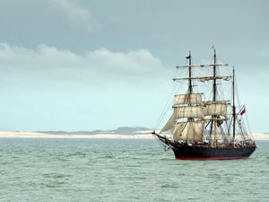 Preview wallpaper ship, sails, sea, landscape