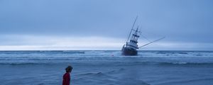 Preview wallpaper ship, sea, child, loneliness