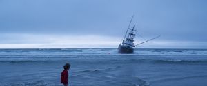 Preview wallpaper ship, sea, child, loneliness