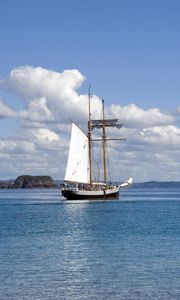 Preview wallpaper ship, sea, clouds, sky