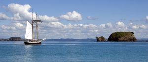 Preview wallpaper ship, sea, clouds, sky