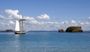 Preview wallpaper ship, sea, clouds, sky