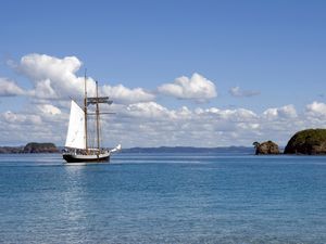 Preview wallpaper ship, sea, clouds, sky