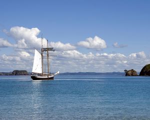 Preview wallpaper ship, sea, clouds, sky