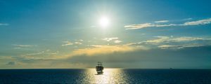 Preview wallpaper ship, sea, horizon, clouds