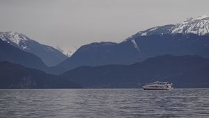 Preview wallpaper ship, sea, mountains, nature