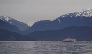 Preview wallpaper ship, sea, mountains, nature