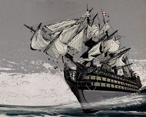 Preview wallpaper ship, sea, sail, english ship