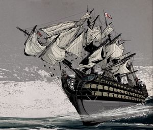 Preview wallpaper ship, sea, sail, english ship