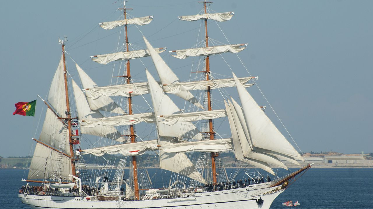 Wallpaper ship, sea, sky, portugal