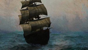 Preview wallpaper ship, sea, storm, painting, canvas, art