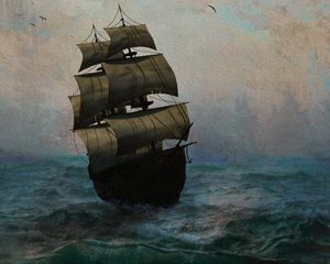 Preview wallpaper ship, sea, storm, painting, canvas, art