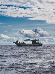 Preview wallpaper ship, sea, waves, water, travel