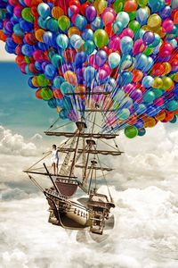 Preview wallpaper ship, sky, balloons
