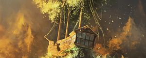 Preview wallpaper ship, tree, art, fantasy