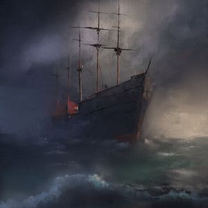 Preview wallpaper ship, waves, ocean, sea, art