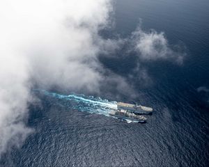 Preview wallpaper ships, army, ocean, water, clouds, aerial view