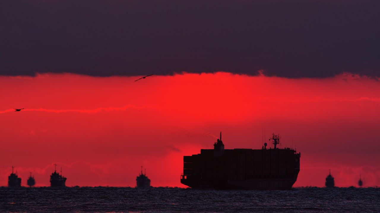 Wallpaper ships, dark, sea, twilight