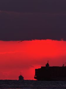 Preview wallpaper ships, dark, sea, twilight