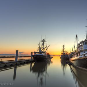 Preview wallpaper ships, pier, river, sunset