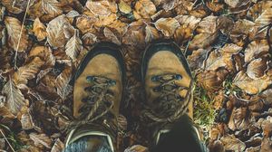 Preview wallpaper shoes, autumn, legs, foliage