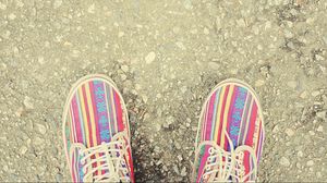 Preview wallpaper shoes, sneakers, striped, style, shoe laces