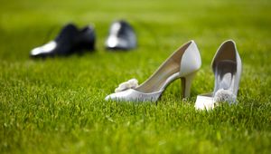 Preview wallpaper shoes, wedding, grass